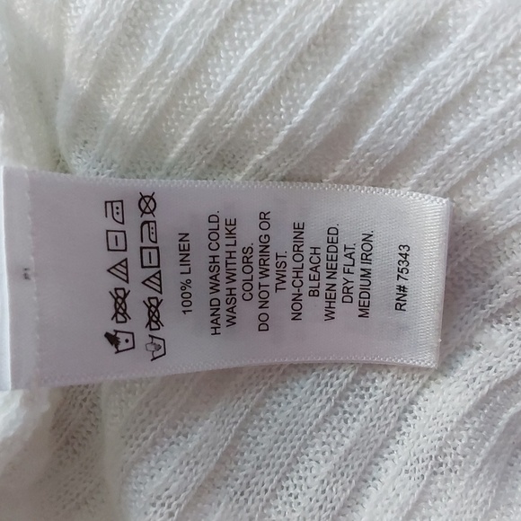 Tahari- Linen White Open longline Sweater Kimono Ribbed Slits Lagenlook Sz.M - Picture 7 of 8
